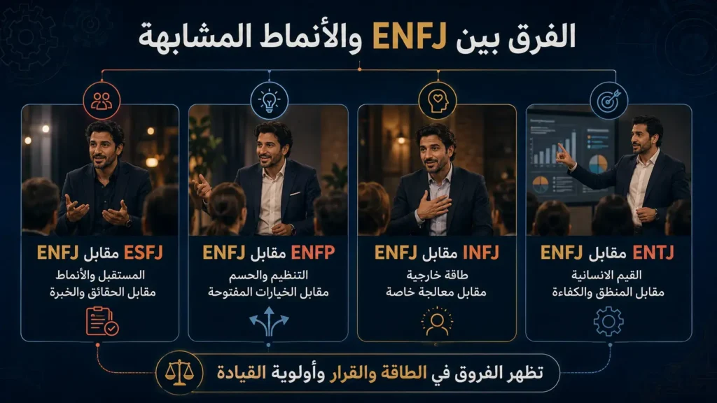 شخصية ENFJ البطل 8 الفرق بين شخصية ENFJ والأنماط المشابهة ESFJ وENFP وINFJ وENTJ