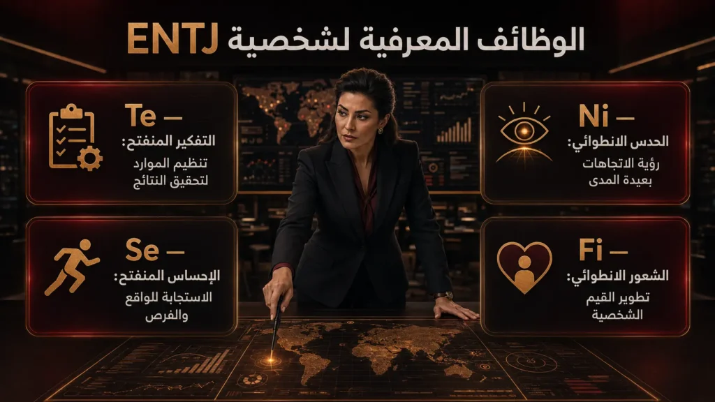 الوظائف المعرفية لشخصية INTJ وهي Ni وTe وFi وSe