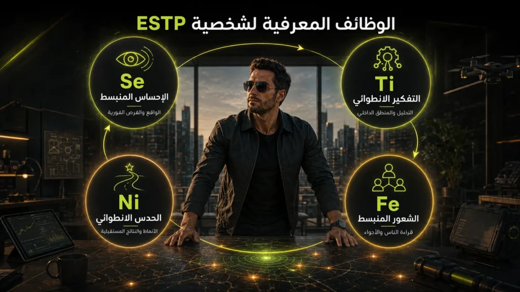 شخصية ESTP رائد الأعمال 3 الوظائف المعرفية لشخصية ESTP وهي Se وTi وFe وNi
