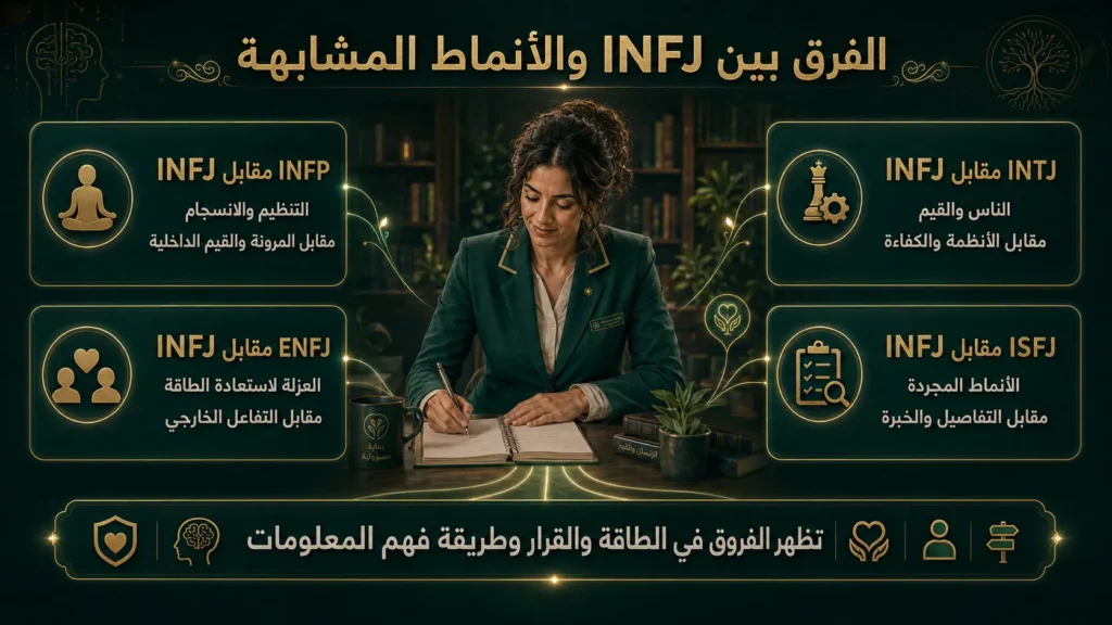 شخصية INFJ المحامي 8 الفرق بين شخصية INFJ والأنماط المشابهة INFP وINTJ وENFJ وISFJ