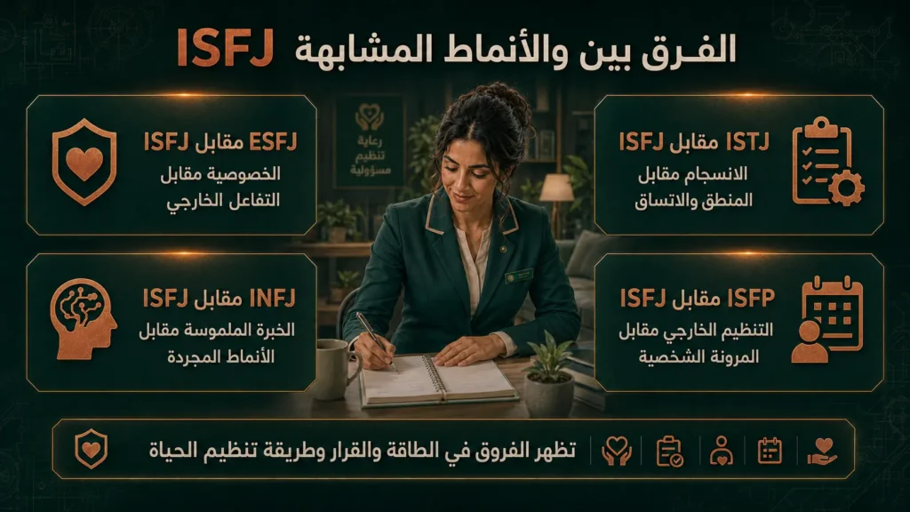 الفرق بين شخصية ISFJ والأنماط المشابهة ESFJ وISTJ وINFJ وISFP