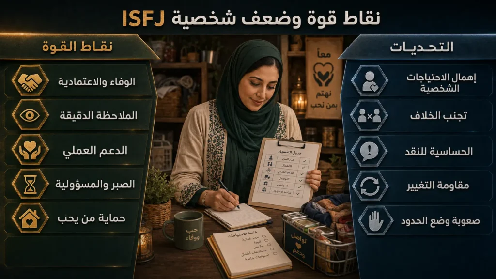 نقاط قوة وضعف شخصية ISFJ المدافع